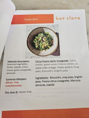 Menu photo 3 Bar Clara Los Angeles, CA
