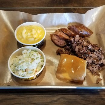Dickey's Barbecue Pit - Two meat platter (kielbasa and brisket) with slaw and mac and cheese. - Barbeque Near Me - Newark, Delaware