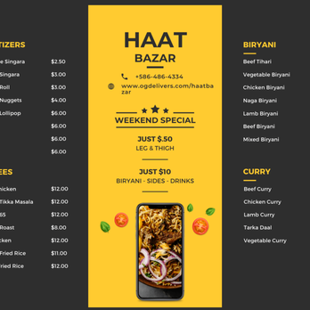 Haat Bazar - a menu for a restaurant - Grocery Near Me - Warren, Michigan Haat Bazar - a menu for a restaurant - Grocery Near Me - Warren, Michigan