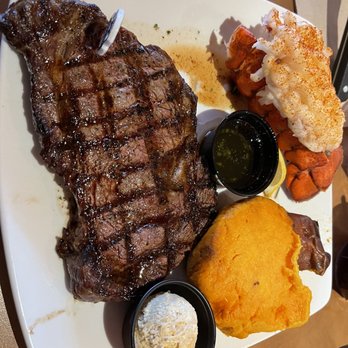 Sizzler - 14 oz. Rib Eye Steak, Yams, and lobster - Seafood Near Me - Murrieta, California
