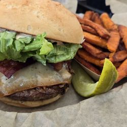 Local Heroes - Glutin free burger and glutinous free sweet potatoes fries