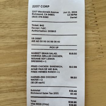 2207 - Total for 4 items - Korean Near Me - Richmond, California