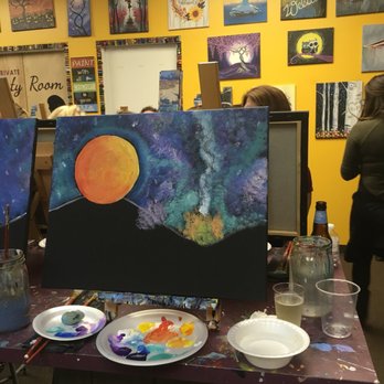 Paint and Vino - Our painting! Beautiful sponging technique - Venues & Event Spaces Near Me - Pawtucket, Rhode Island