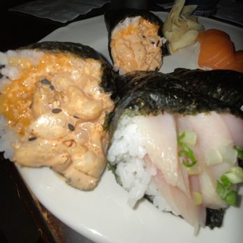Aha Sushi - Spicy scallop hand roll Yellow tail hand roll - Sushi Bars Near Me - Lawrenceville, Georgia