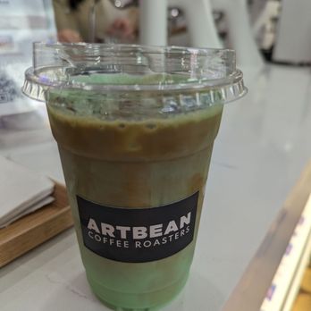 Artbean Coffee - Pandan oat milk latte no sugar added - Art Galleries Near Me - New York, New York Artbean Coffee - Pandan oat milk latte no sugar added - Art Galleries Near Me - New York, New York