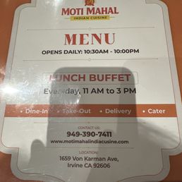 Front of Menu