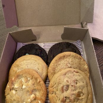 Insomnia Cookies - Clockwise from Top Left: Double Chocolate Mink, Double Chocolate Chunk, Snickerdoodle, Peanut Butter Chip, White Chocolate Macadamia, Sugar - Bakeries Near Me - San Francisco, California
