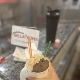 Small serving of ice cream with two flavors. Tiramisu and Chocolate. Pretty generous. Small serving of ice cream with two flavors. Tiramisu and Chocolate. Pretty generous.