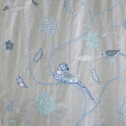 Pondicherri - Applique Blue on white curtain panel