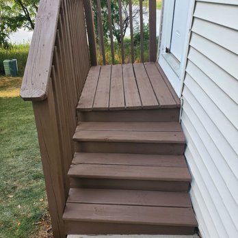 123 Resources - Stairs to garage after staining! - Damage Restoration Near Me