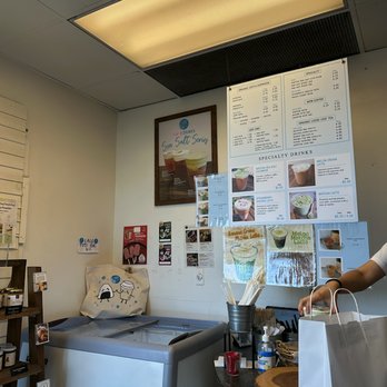 Lagu Cafe - Inside of the store. taken from one of the two tables. cooler w/treats inside! - Cafes Near Me - Irvine, California