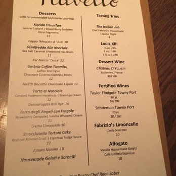 Ravello - Dessert menu - Italian Near Me - Orlando, Florida