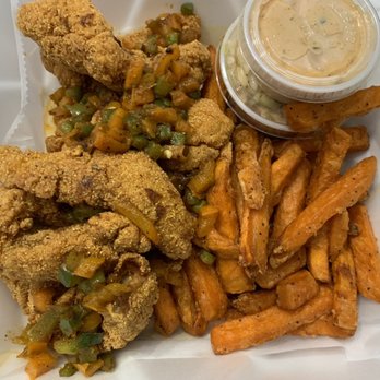 NOLA Cajun Kitchen - Nola fried catfish w/ Sweet Potato Fries. Delicious. - Cajun/Creole Near Me - West Boylston, Massachusetts NOLA Cajun Kitchen - Nola fried catfish w/ Sweet Potato Fries. Delicious. - Cajun/Creole Near Me - West Boylston, Massachusetts