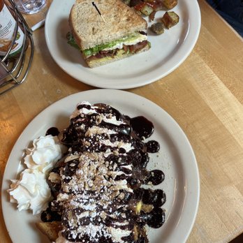 Crow's Nest - Top: Half Breakfast BLT  Bottom: Blueberry Cheesecake French Toast (2 Piece) - Breakfast & Brunch Near Me - Kalamazoo, Michigan
