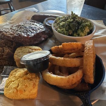 Buckhorn BBQ + Grill - Ribs, pulled pork, sausage, onion rings, broccoli salad, jalapeño cheddar cornbread - Barbeque Near Me - Folsom, California