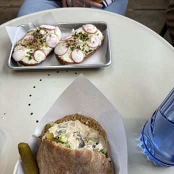 Florentin - Falafel and Jerusalem bagel with smoked whitefish salad - Mediterranean Near Me - St. Louis, Missouri