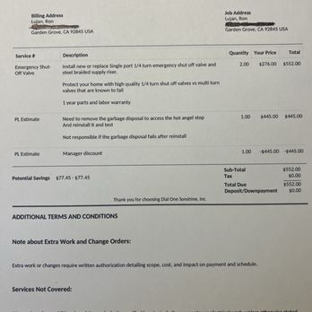 Scott Harrison Plumbing and Heating - Estimate received - Plumbing Near Me - Stanton, California
