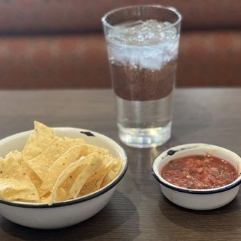 Rio on Wazee - a bowl of chips and a glass of water - Mexican Near Me - Denver, Colorado Rio on Wazee - a bowl of chips and a glass of water - Mexican Near Me - Denver, Colorado