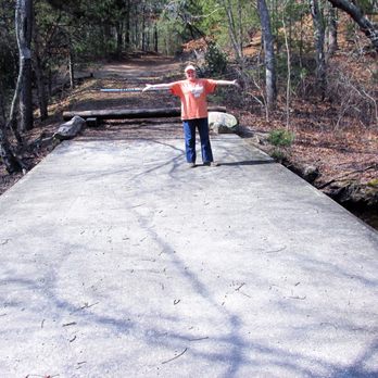 Queen's River Nature Preserve - Scruffy person on scruffy bridge - Hiking Near Me - Exeter, Rhode Island