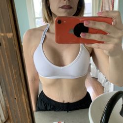 Bolling Plastic Surgery - 4 weeks post op (breast lift with 375 saline implants) shown in the same bra to show difference.