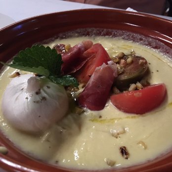 Massimo Restaurant - Burrata and tomatoes over chilled corn soup! Very delicious! - Italian Near Me - Providence, Rhode Island Massimo Restaurant - Burrata and tomatoes over chilled corn soup! Very delicious! - Italian Near Me - Providence, Rhode Island