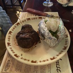 Filet mignon with baked potato.