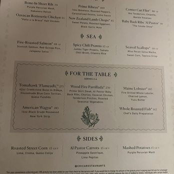 CHICA - Menu Dec 25 - Latin American Near Me - Las Vegas, Nevada