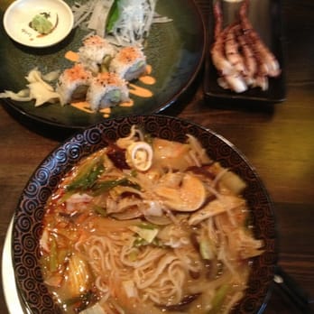 Yataimura Maru - Hot & Sour Ramen, squid legs & spicy scallop roll - Sushi Bars Near Me - Portland, Oregon Yataimura Maru - Hot & Sour Ramen, squid legs & spicy scallop roll - Sushi Bars Near Me - Portland, Oregon