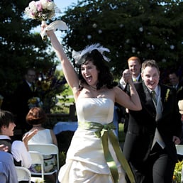 Capturing how excited we were at just being married!