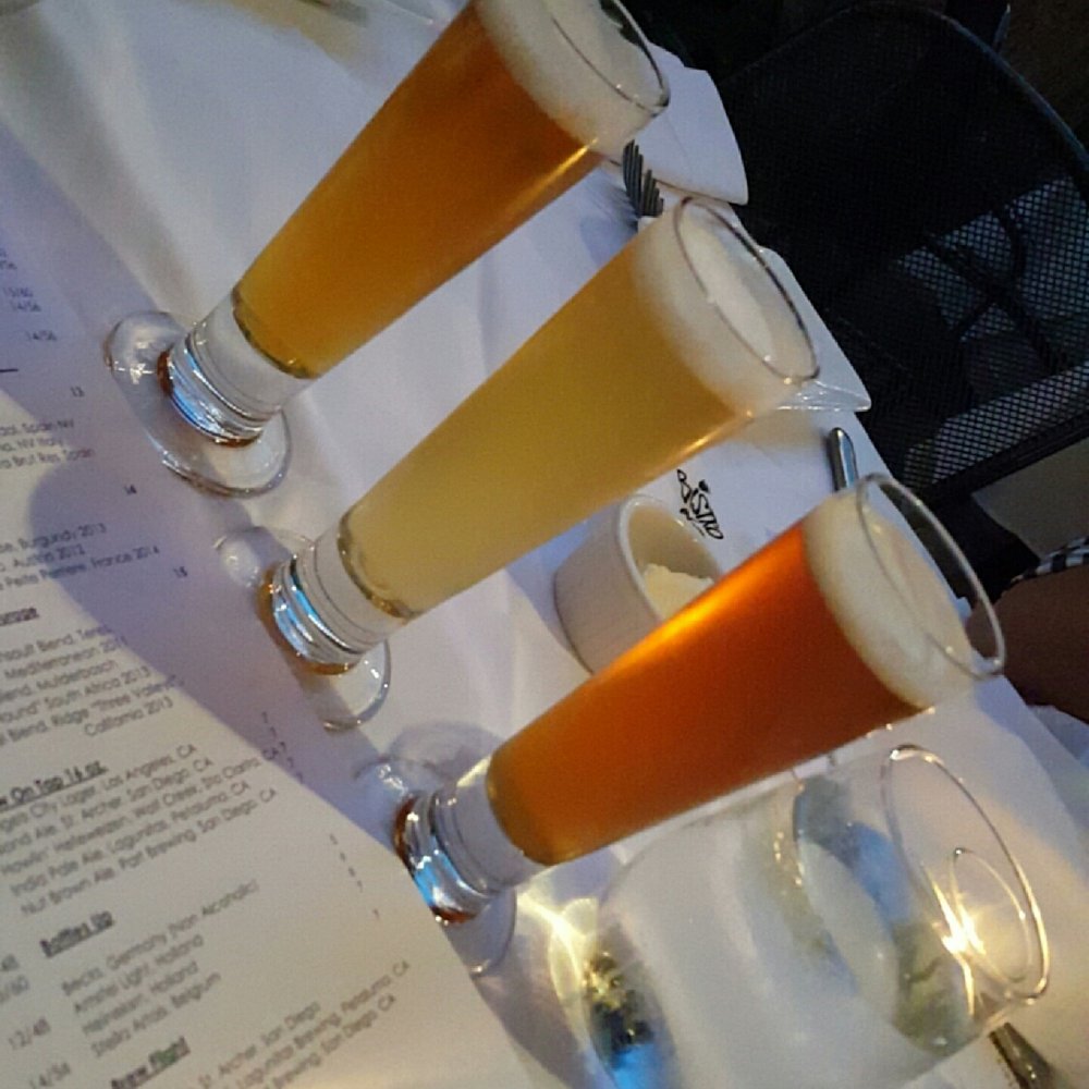 Bistro 45 - Beer flight: blonde lager, ipa, and nut brown ale - New American Near Me - Pasadena, California Bistro 45 - Beer flight: blonde lager, ipa, and nut brown ale - New American Near Me - Pasadena, California