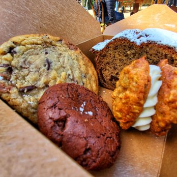 ALTA Bakery & Cafe - Box of goodies- chocolate chip cookie, chocolate cookie, banana bread and carrot cake cookie. - Cafes Near Me - Monterey, California ALTA Bakery & Cafe - Box of goodies- chocolate chip cookie, chocolate cookie, banana bread and carrot cake cookie. - Cafes Near Me - Monterey, California