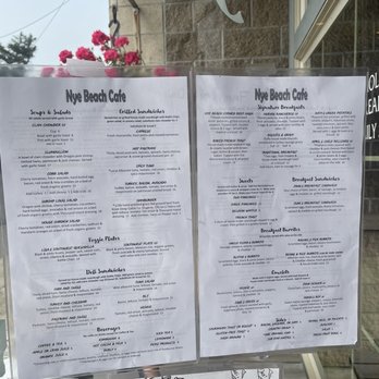Nye Beach Cafe - Menu on door - Cafes Near Me - Newport, Oregon Nye Beach Cafe - Menu on door - Cafes Near Me - Newport, Oregon