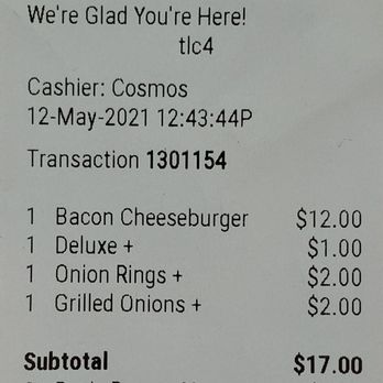 Huck's Grill - Receipt for the meal reviewed. - Desserts Near Me - St. Regis, Montana