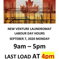 New Venture Laundromat - New venture laundromat will be open on September 7th at 9AM-5PM
LAST LOAD WILL BE AT 4PM