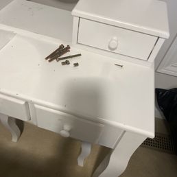 Screws that were needed to reassemble furniture but we left