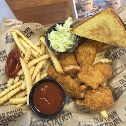 Old Town Station Restaurant - Shrimp and Chips with Texas toast and Cole slaw. Shrimp was excellent!