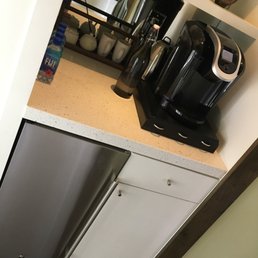 Fiji water, Keurig, built-in refrigerator!
