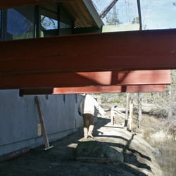 My Ground - Cantilever Deck - This is a view of some of the main beams. These will deflect less than 1/8" at the ends while holding two tons each.