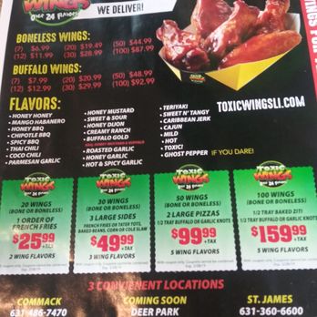 Toxic Wings - The wing menu and current deal - Pizza Near Me - Saint James, New York