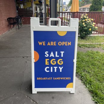 Salt Egg City - a sign on the sidewalk - Breakfast & Brunch Near Me - Salt Lake City, Utah Salt Egg City - a sign on the sidewalk - Breakfast & Brunch Near Me - Salt Lake City, Utah