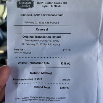 Extra Space Storage - The only good they did was refund me for this 1 month! Wow!!!! - Self Storage Near Me - Kyle, Texas