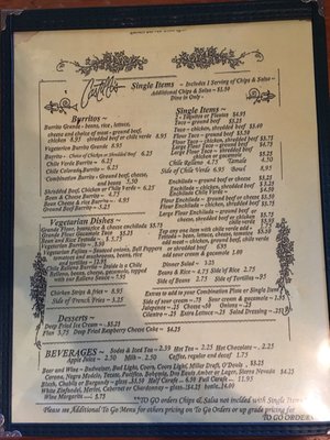 Menu photo 8 Castillo's Mexican Restaurant Mariposa, CA