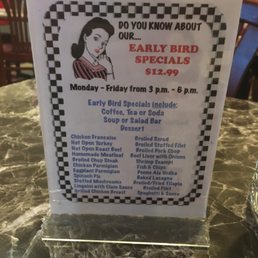 Early bird specials Early bird specials