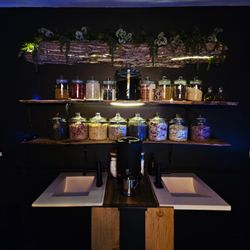 Posh Lash Lounge and Beauty Bar - Apothecary foot soak wall