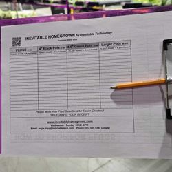 Purchase sheet you use to write down your purchases as you shop! This is your receipt and how we ring you up.
