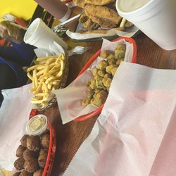 42 Fry - Fried Whiting (7)   Family Fry Packs Fried Okra - Large Hushpuppies - Large French Fries Fried Shrimp