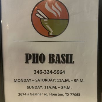 Pho Basil - Menu Cover - Vietnamese Near Me - Houston, Texas