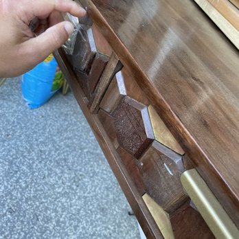 Bills Moving Service - Packing tape residue on wood furniture. - Movers Near Me - Chicago, Illinois