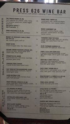 Menu photo 1 Press 626 wine bar Norfolk, VA