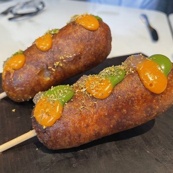Bellpine - shrimp and grits corn dog - Cocktail Bars Near Me - Portland, Oregon Bellpine - shrimp and grits corn dog - Cocktail Bars Near Me - Portland, Oregon
